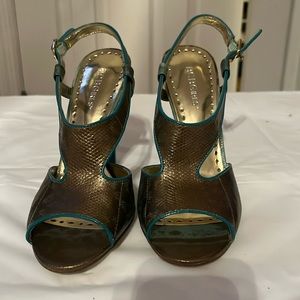 BCBGirls Teal and Gold Heels